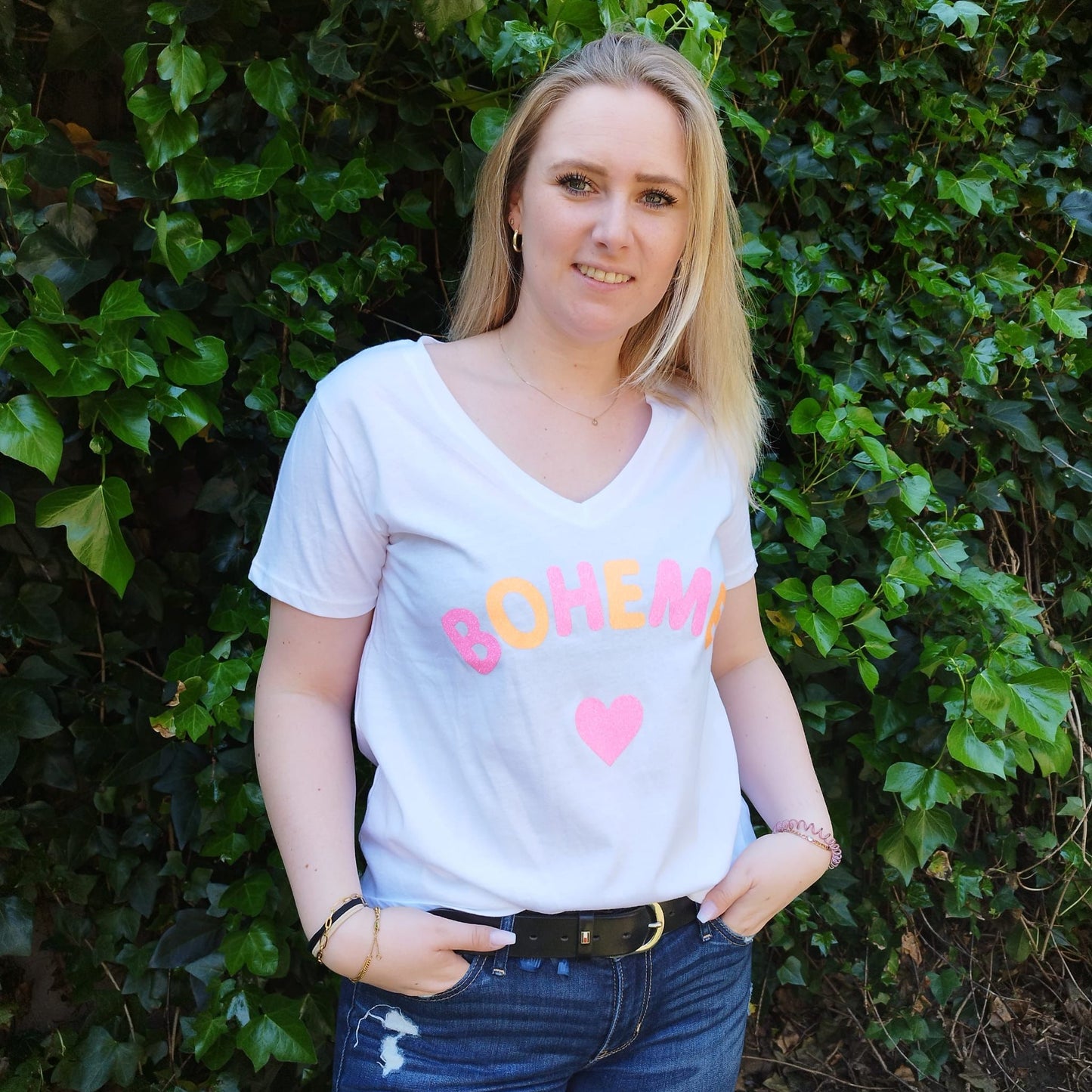 T-Shirt mit V Ausschnitt