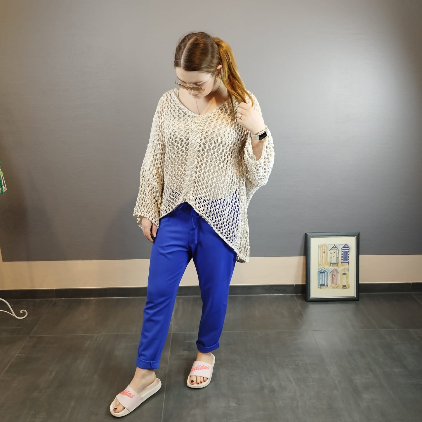 Sommerstrick Pulli in beige