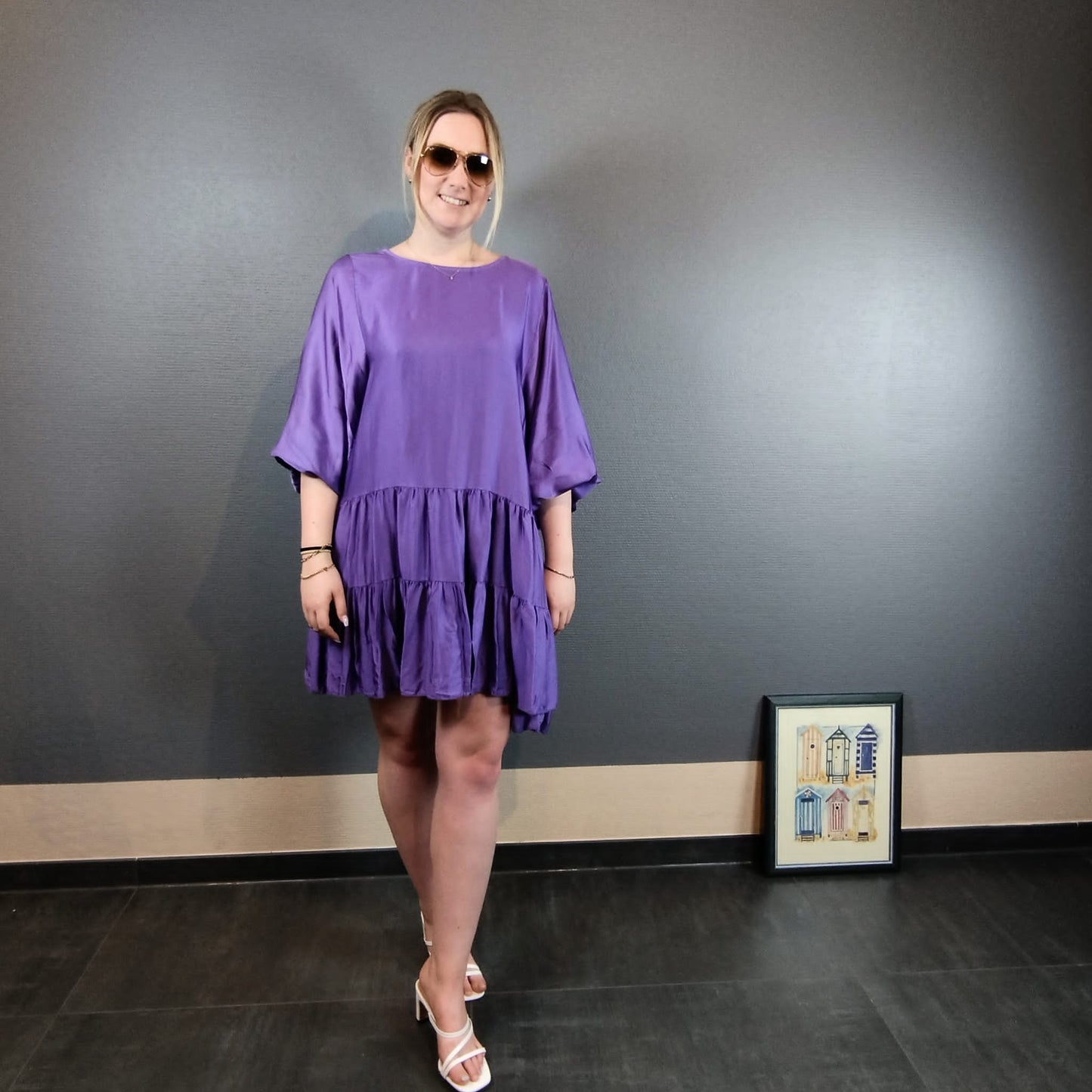 Kleid lila seidig